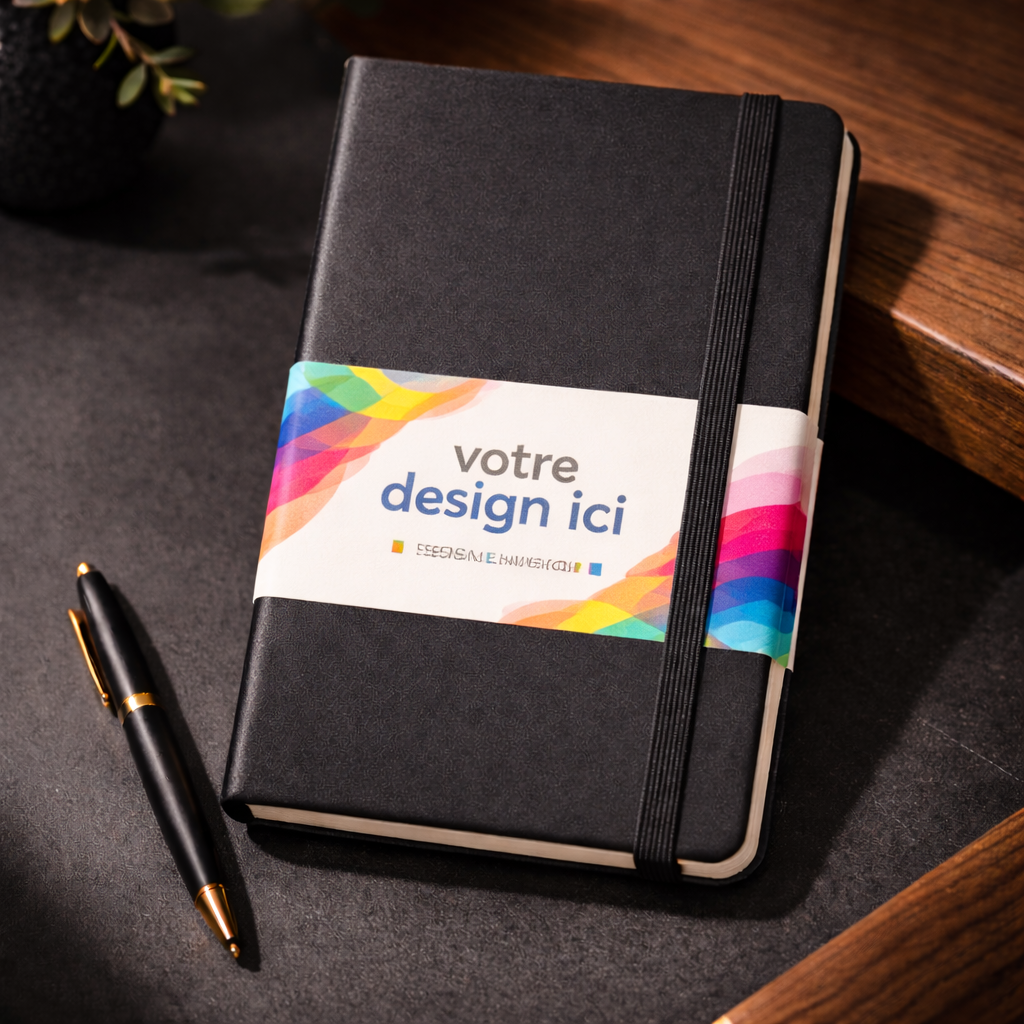Carnet moleskine avec la bague de papier totalement personnalisé en l'impression numérique